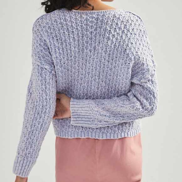 Anthropologie NWT S Textured Knit V-neck Pilcro Cristian Sweater Tie-Dye Lavende - Picture 3 of 14